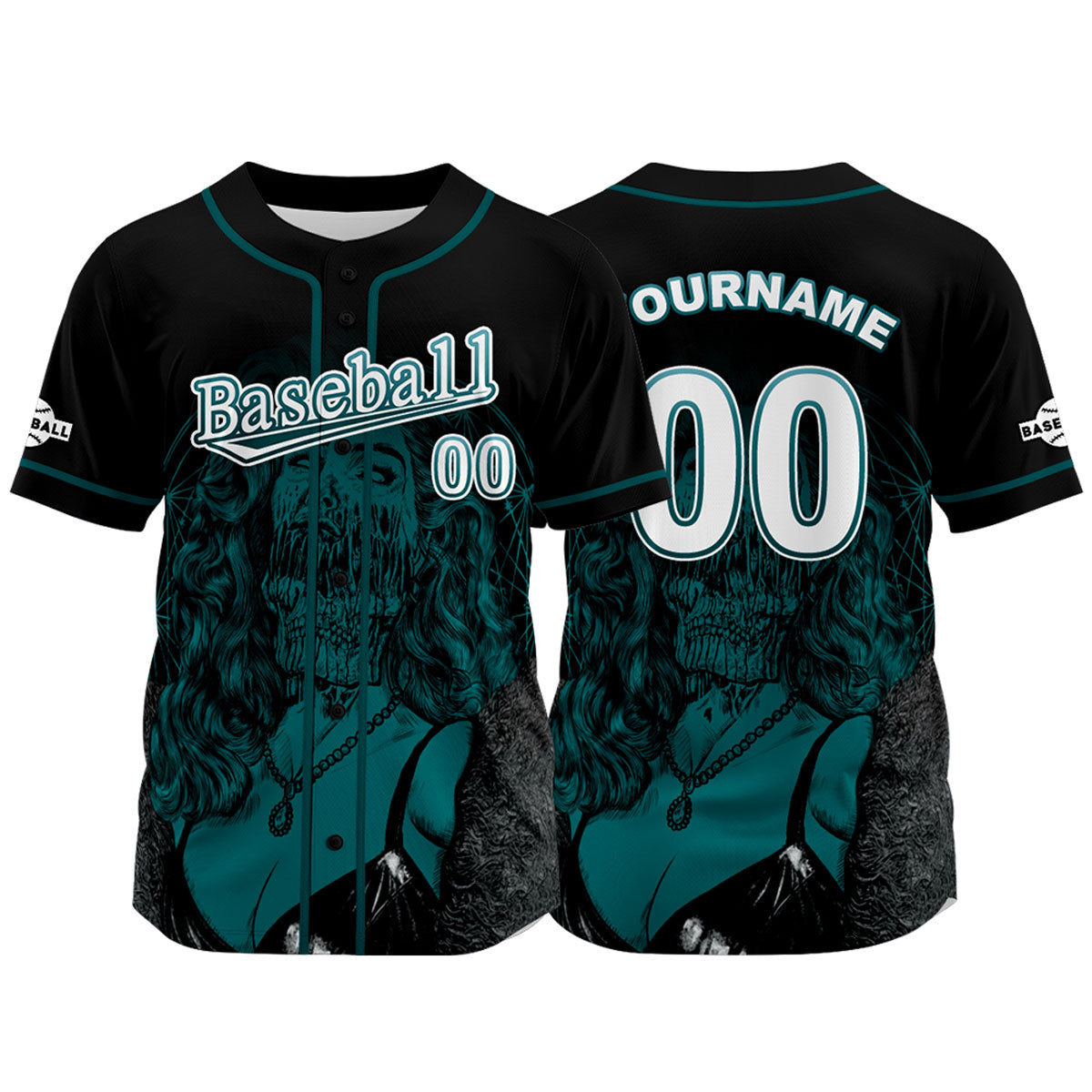 Camiseta de béisbol negra personalizada con nombre número y logotipo personalizados