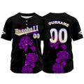 Camiseta de béisbol negra personalizada con nombre número y logotipo personalizados