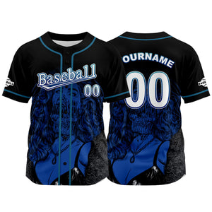 Camiseta de béisbol negra personalizada con nombre número y logotipo personalizados