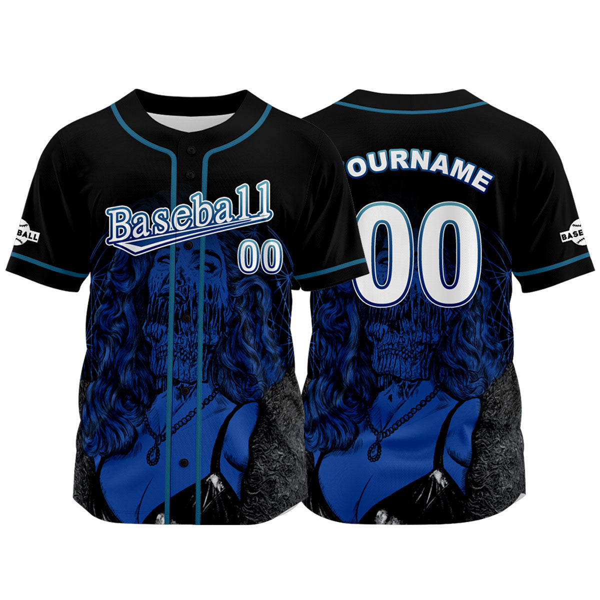 Camiseta de béisbol negra personalizada con nombre número y logotipo personalizados