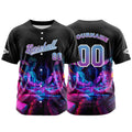 Camiseta de béisbol negra personalizada con botones para hombre mujer adulto y joven Nombre número y logotipo impresos