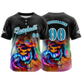 Camiseta de béisbol negra personalizada con botones para hombre mujer adulto y joven Nombre número y logotipo impresos