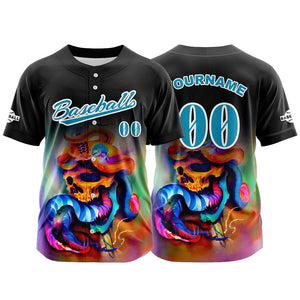 Camiseta de béisbol negra personalizada con botones para hombre mujer adulto y joven Nombre número y logotipo impresos