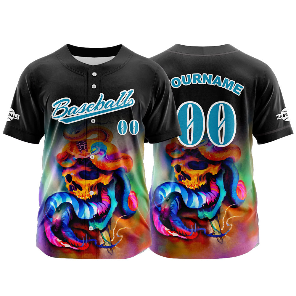 Camiseta de béisbol negra personalizada con botones para hombre mujer adulto y joven Nombre número y logotipo impresos