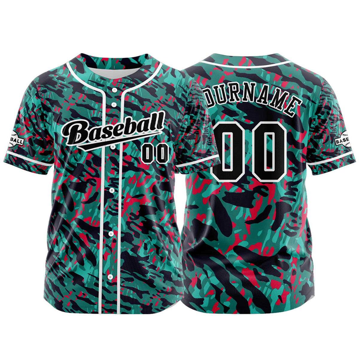 Camiseta de béisbol verde personalizada con botones para hombre mujer adulto y joven Nombre número y logotipo impresos