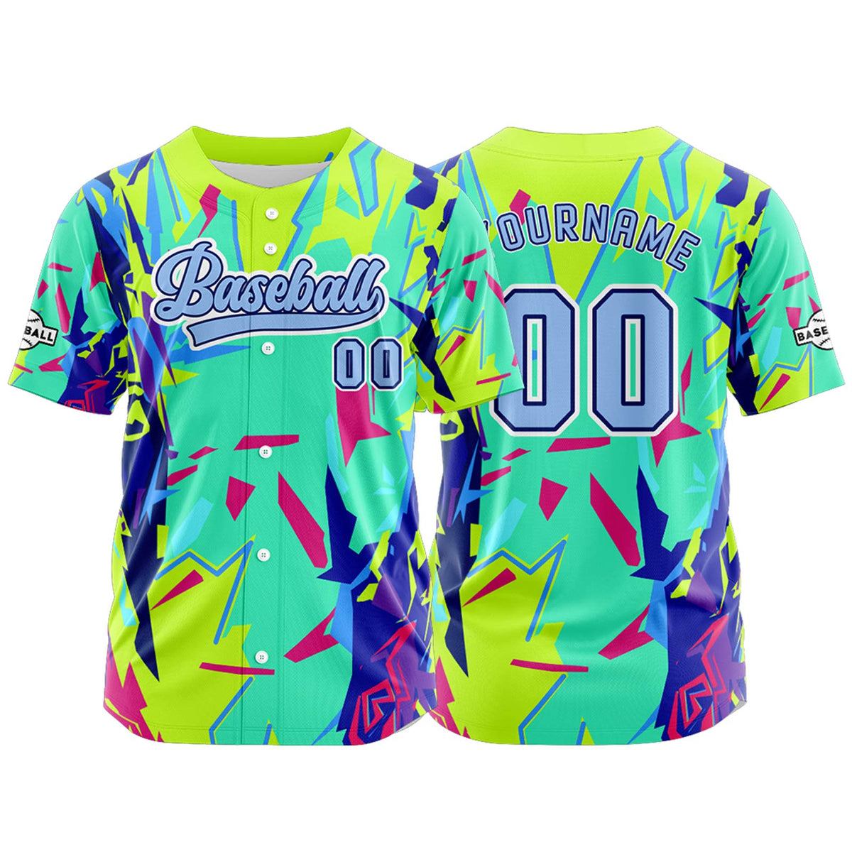 Camiseta de béisbol verde personalizada con botones para hombre mujer adulto y joven Nombre número y logotipo impresos