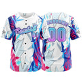 Camiseta de béisbol personalizada azul claro y blanca con botones para hombre mujer adulto y joven Estampado de nombre número y logotipo