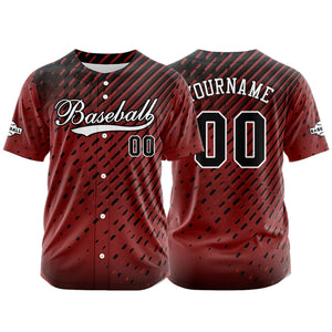 Camiseta de béisbol roja personalizada con botones para hombre mujer adulto y joven Estampado de nombre número y logotipo