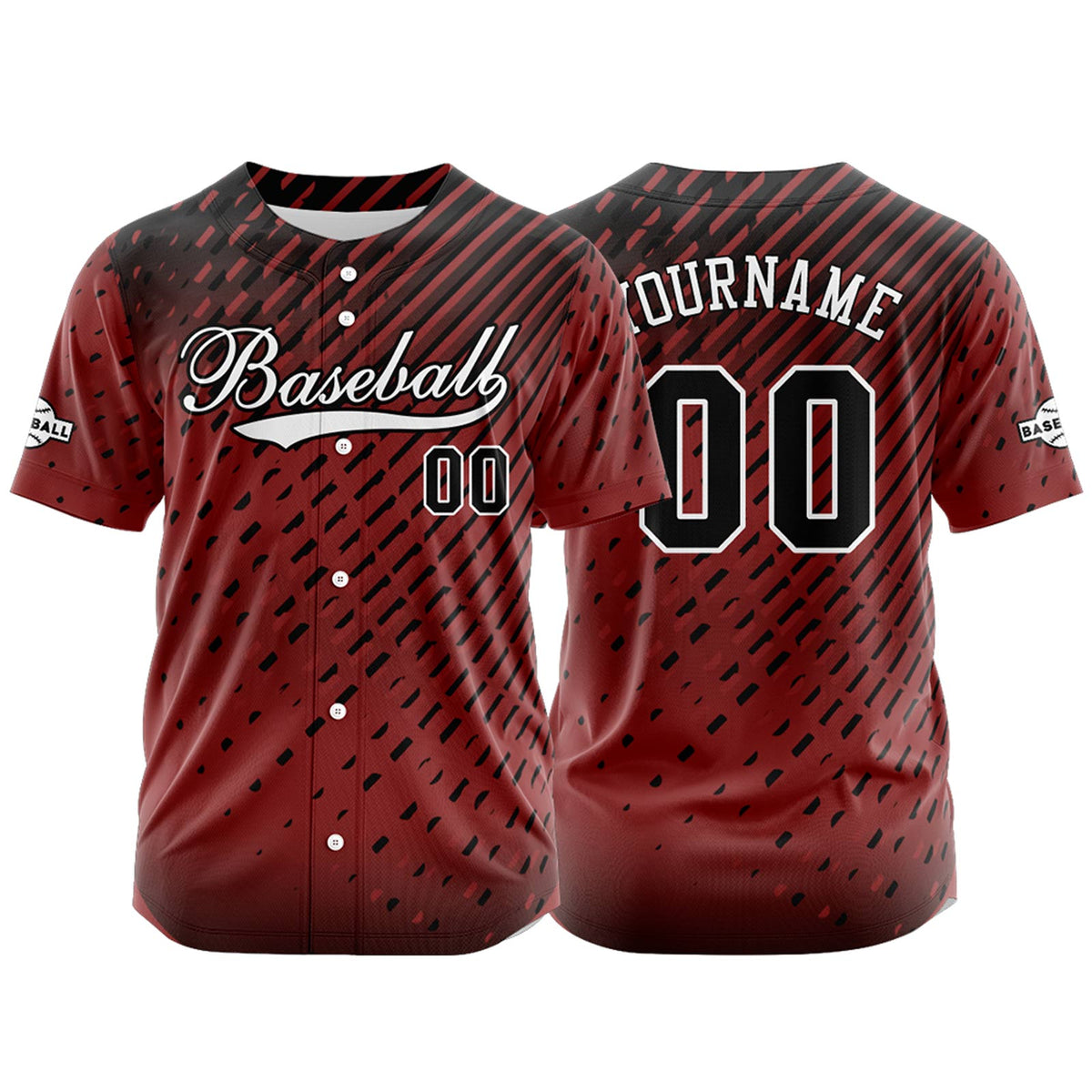 Camiseta de béisbol roja personalizada con botones para hombre mujer adulto y joven Estampado de nombre número y logotipo