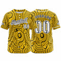 Camiseta de béisbol amarilla personalizada con botones para hombre mujer adulto y joven Estampado de nombre número y logotipo