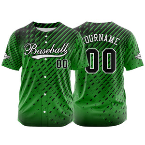 Camiseta de béisbol verde personalizada con botones para hombre mujer adulto y joven Nombre número y logotipo impresos