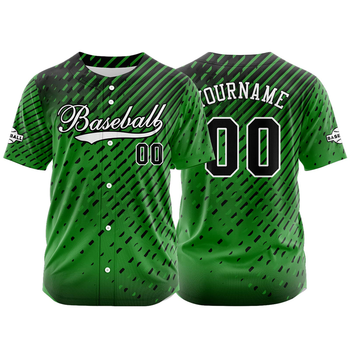 Camiseta de béisbol verde personalizada con botones para hombre mujer adulto y joven Nombre número y logotipo impresos