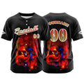Camiseta de béisbol negra personalizada con botones para hombre mujer adulto y joven Nombre número y logotipo impresos