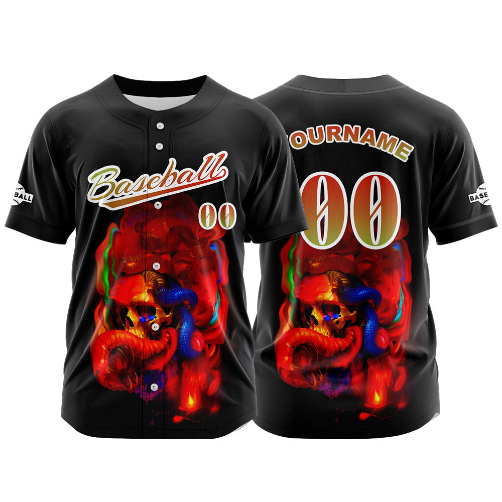 Camiseta de béisbol negra personalizada con botones para hombre mujer adulto y joven Nombre número y logotipo impresos