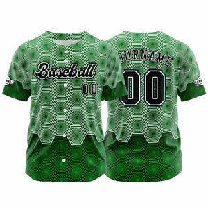 Camiseta de béisbol verde personalizada con botones para hombre mujer adulto y joven Nombre número y logotipo impresos