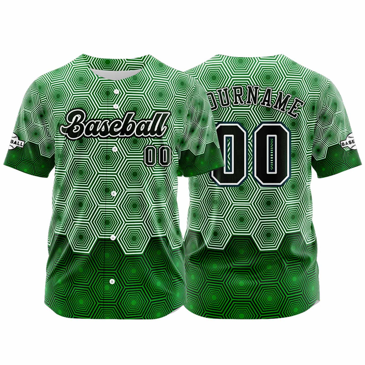Camiseta de béisbol verde personalizada con botones para hombre mujer adulto y joven Nombre número y logotipo impresos