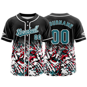 Camiseta de béisbol personalizada en blanco y negro con botones para hombre mujer adulto y joven Estampado de nombre número y logotipo