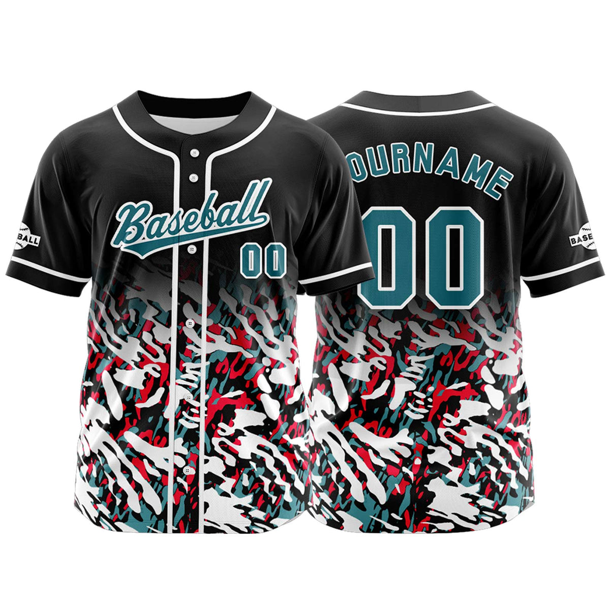 Camiseta de béisbol personalizada en blanco y negro con botones para hombre mujer adulto y joven Estampado de nombre número y logotipo