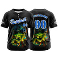 Camiseta de béisbol negra personalizada con botones para hombre mujer adulto y joven Nombre número y logotipo impresos
