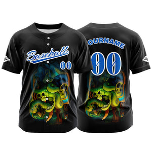 Camiseta de béisbol negra personalizada con botones para hombre mujer adulto y joven Nombre número y logotipo impresos