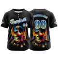 Camiseta de béisbol negra personalizada con botones para hombre mujer adulto y joven Nombre número y logotipo impresos