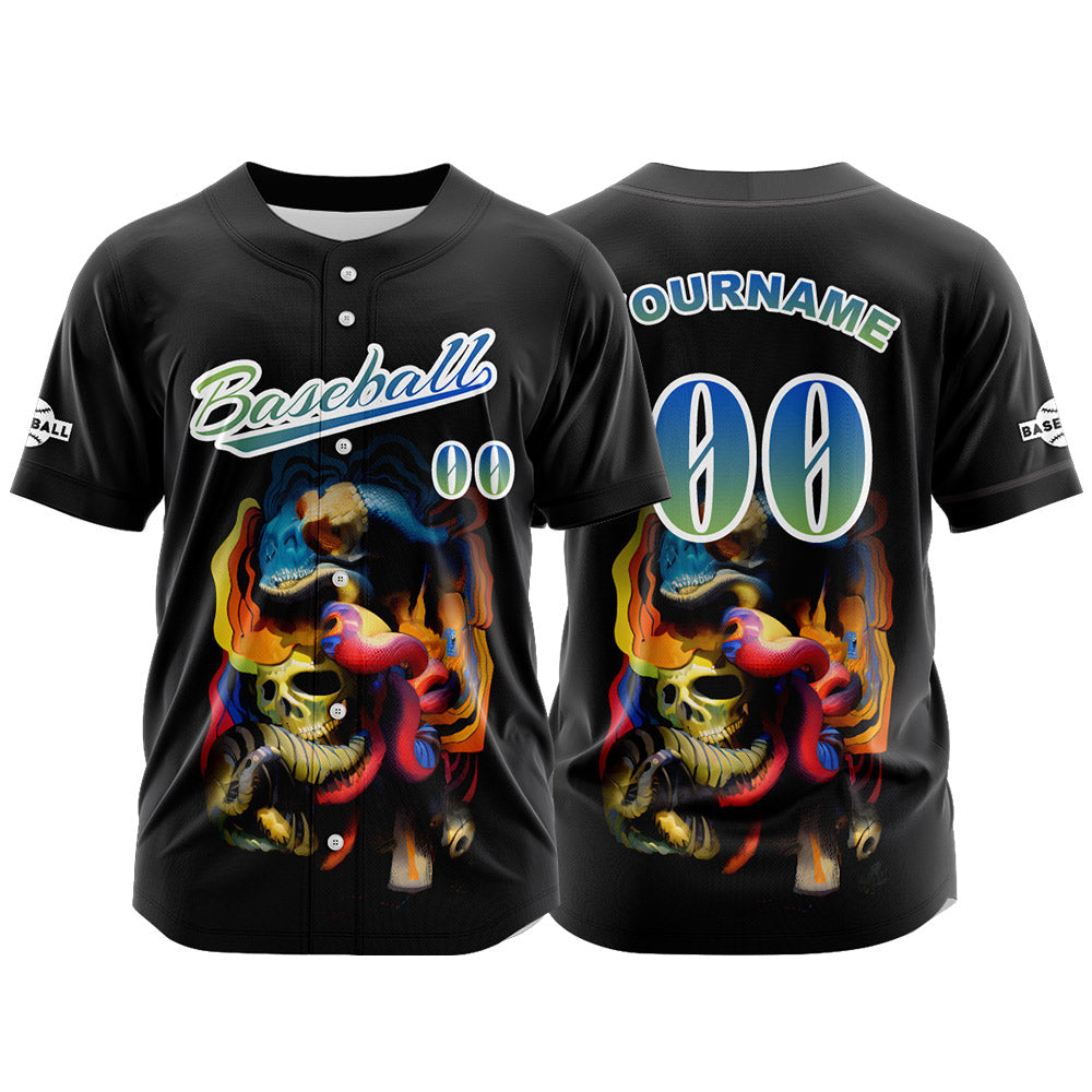 Camiseta de béisbol negra personalizada con botones para hombre mujer adulto y joven Nombre número y logotipo impresos