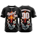 Camiseta de béisbol negra personalizada con botones para hombre mujer adulto y joven Nombre número y logotipo impresos