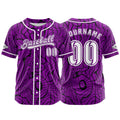 Camiseta de béisbol morada personalizada con botones para hombre mujer adulto y joven Estampado de nombre número y logotipo