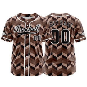 Camiseta de béisbol personalizada marrón con botones para hombre mujer adulto y joven Estampado de nombre número y logotipo