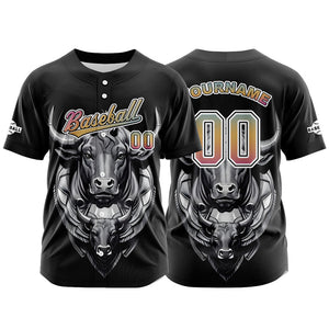 Camiseta de béisbol negra personalizada con botones para hombre mujer adulto y joven Nombre número y logotipo impresos