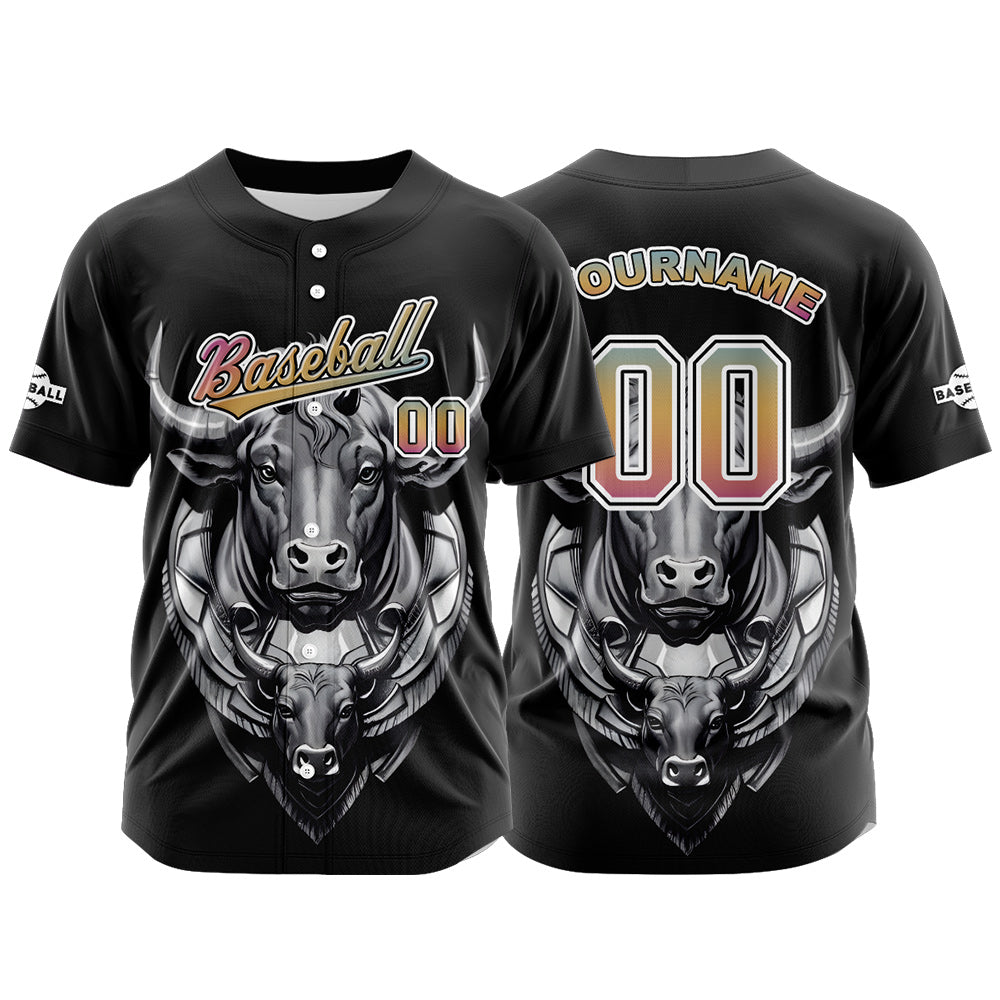 Camiseta de béisbol negra personalizada con botones para hombre mujer adulto y joven Nombre número y logotipo impresos