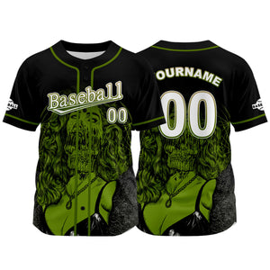 Camiseta de béisbol negra personalizada con nombre número y logotipo personalizados