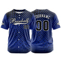 Camiseta de béisbol azul personalizada con botones para hombre mujer adulto y joven Nombre número y logotipo impresos