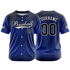 Camiseta de béisbol azul personalizada con botones para hombre mujer adulto y joven Nombre número y logotipo impresos