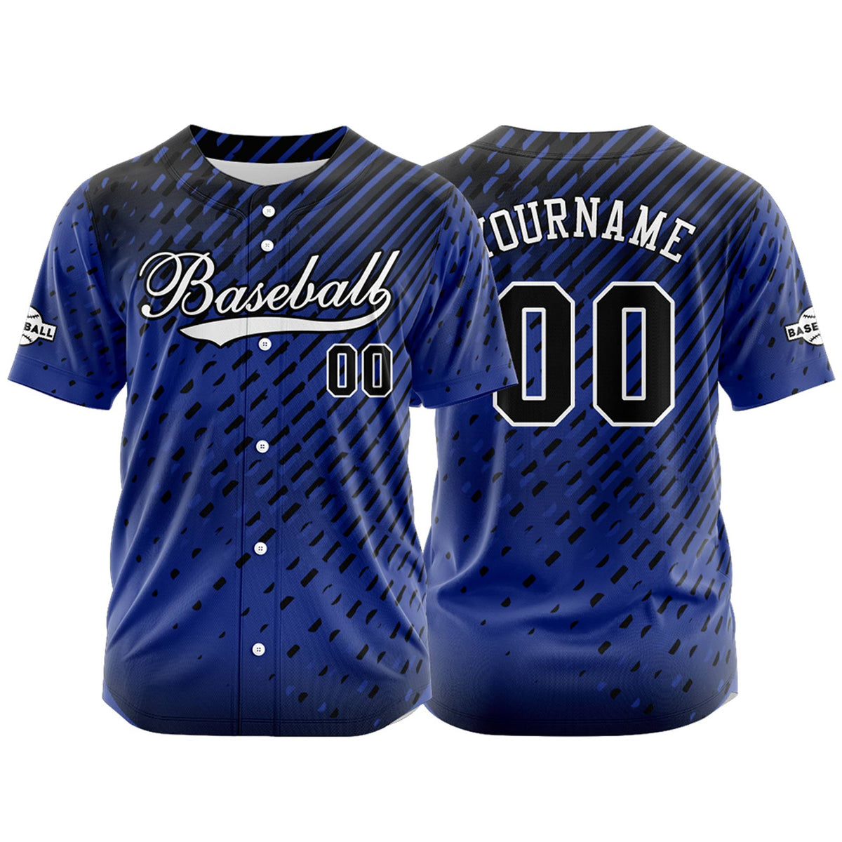 Camiseta de béisbol azul personalizada con botones para hombre mujer adulto y joven Nombre número y logotipo impresos