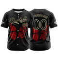 Camiseta de béisbol negra personalizada con botones para hombre mujer adulto y joven Nombre número y logotipo impresos