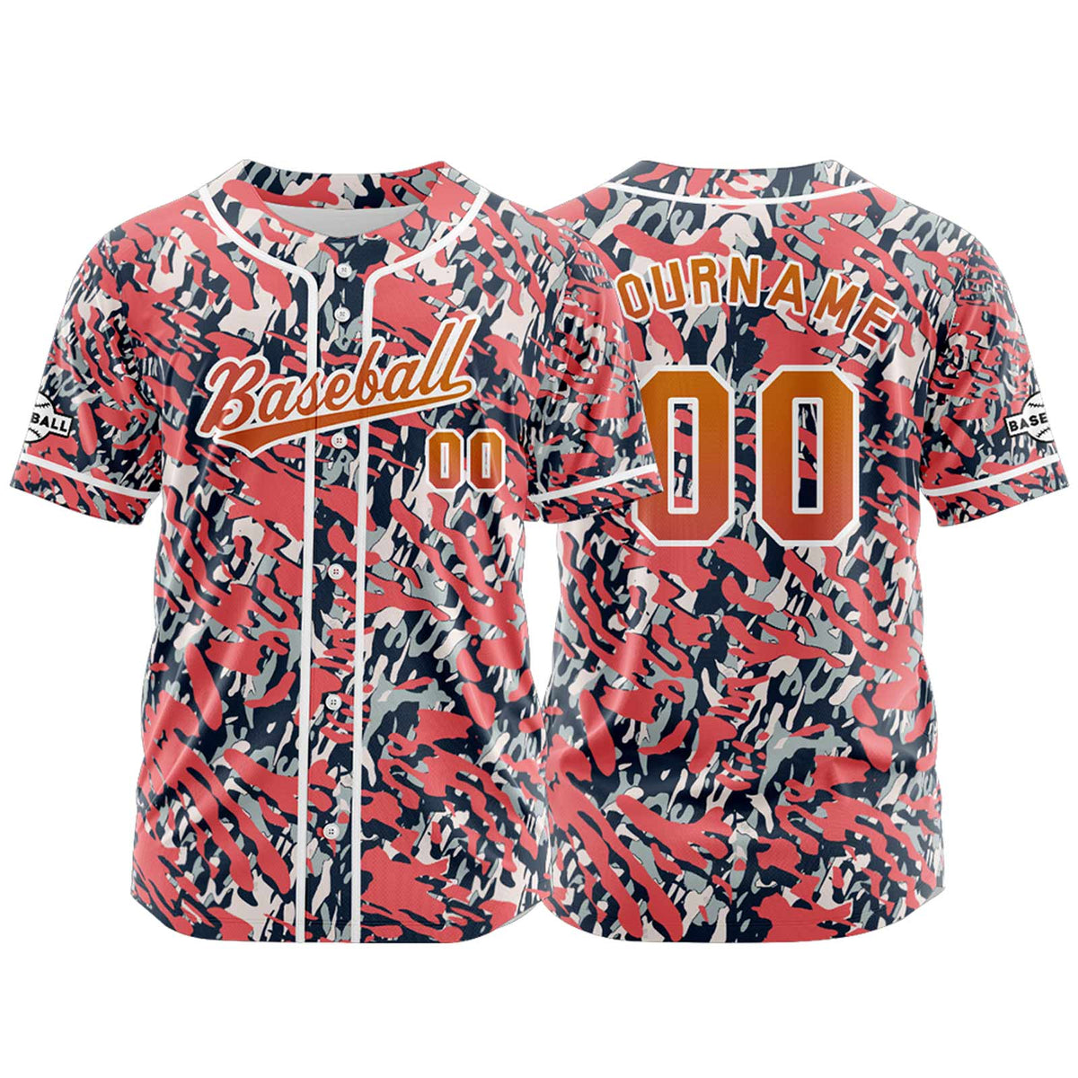 Camiseta de béisbol rosa personalizada con botones para hombre mujer adulto y joven Estampado de nombre número y logotipo