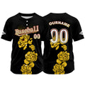 Camiseta de béisbol negra personalizada con nombre número y logotipo personalizados