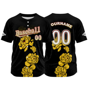 Camiseta de béisbol negra personalizada con nombre número y logotipo personalizados