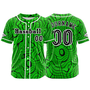 Camiseta de béisbol verde personalizada con botones para hombre mujer adulto y joven Nombre número y logotipo impresos