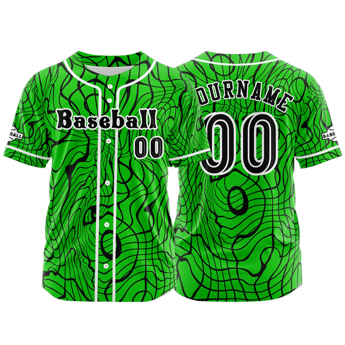 Camiseta de béisbol verde personalizada con botones para hombre mujer adulto y joven Nombre número y logotipo impresos