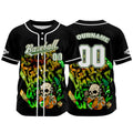 Camiseta de béisbol negra personalizada con botones para hombre mujer adulto y joven Nombre número y logotipo impresos