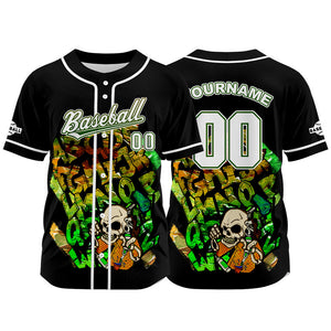Camiseta de béisbol negra personalizada con botones para hombre mujer adulto y joven Nombre número y logotipo impresos