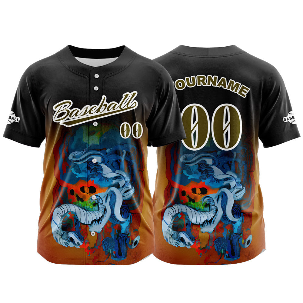 Camiseta de béisbol negra personalizada con botones para hombre mujer adulto y joven Nombre número y logotipo impresos