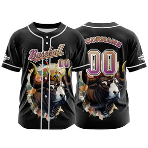 Camiseta de béisbol negra personalizada con botones para hombre mujer adulto y joven Nombre número y logotipo impresos