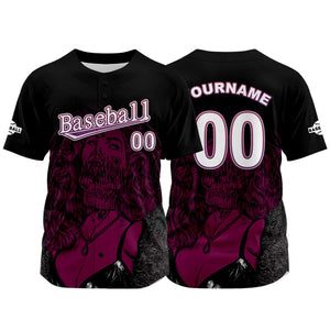 Camiseta de béisbol negra personalizada con nombre número y logotipo personalizados