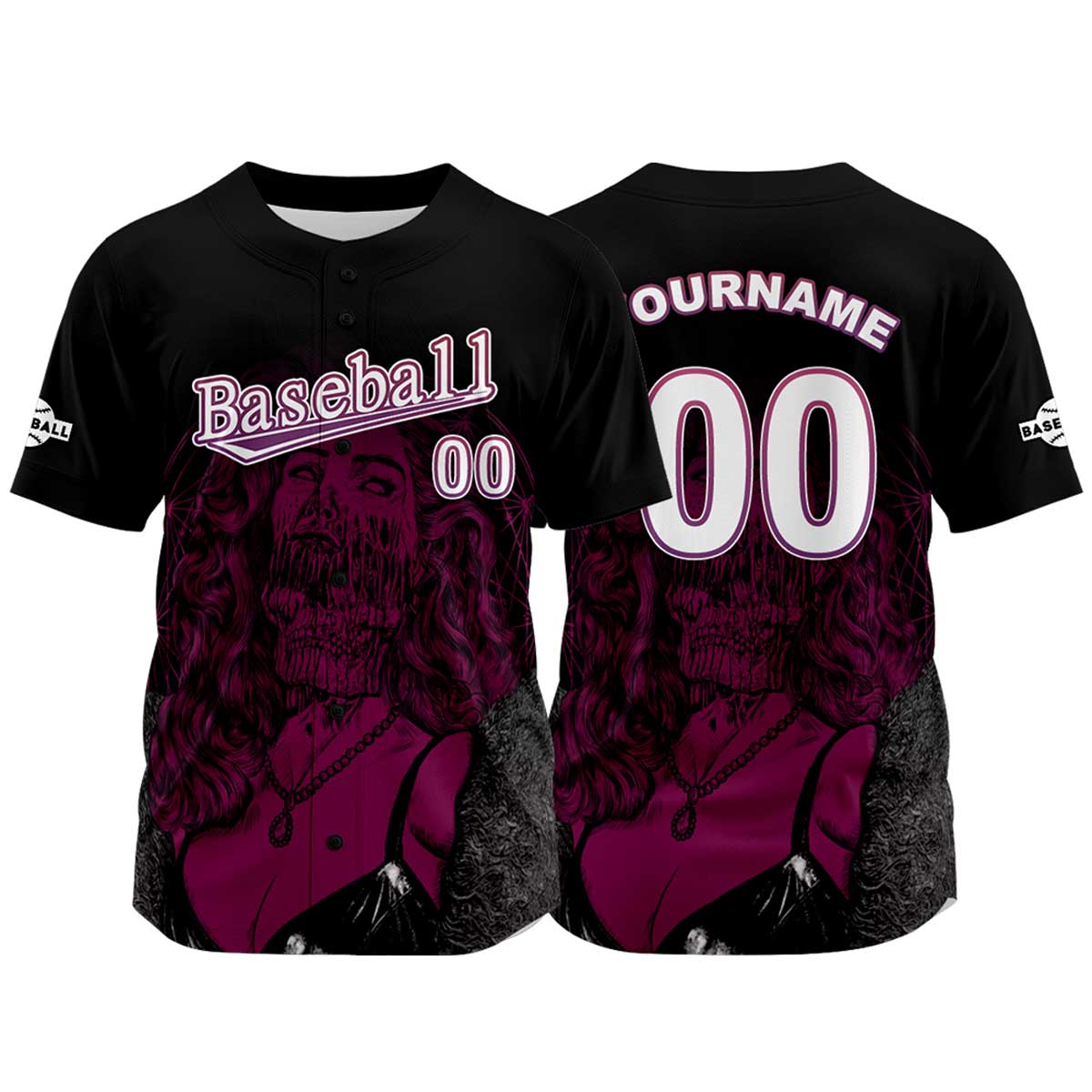 Camiseta de béisbol negra personalizada con nombre número y logotipo personalizados
