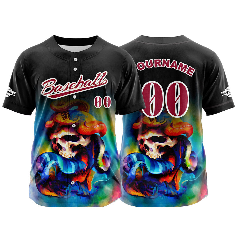 Camiseta de béisbol negra personalizada con botones para hombre mujer adulto y joven Nombre número y logotipo impresos