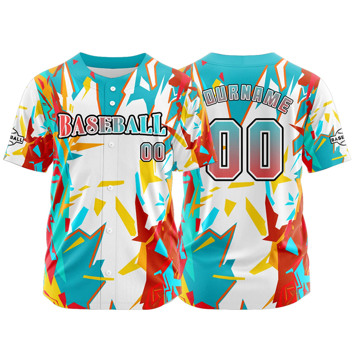 Camiseta de béisbol personalizada azul claro y blanca con botones para hombre mujer adulto y joven Estampado de nombre número y logotipo