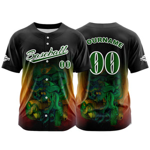 Camiseta de béisbol negra personalizada con botones para hombre mujer adulto y joven Nombre número y logotipo impresos